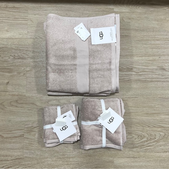 8 Pc UGG MARTIS Moon Dust ORGANIC COTTON Towel Set Bath, Hand Washcloth Beige - Picture 3 of 5